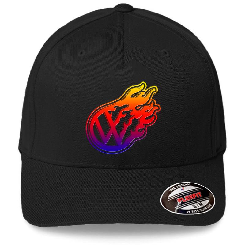 Vw Flame Logo Flexfit Baseball Cap  Black