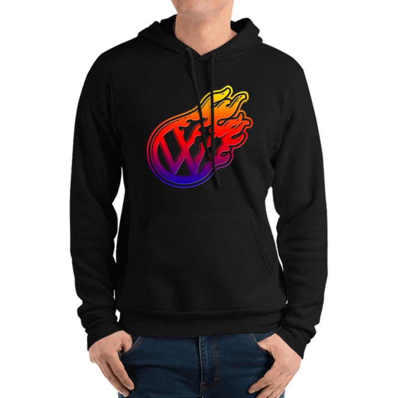 Vw Flame Logo Unisex Hooded Sweatshirt Men Black