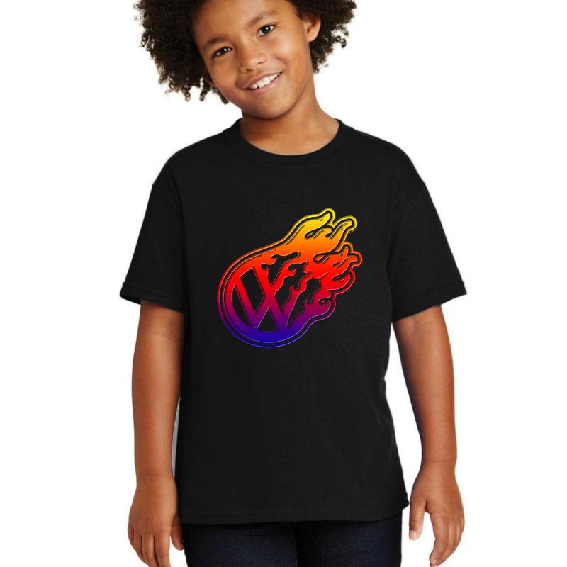 Vw Flame Logo Youth T-Shirt Boy Black