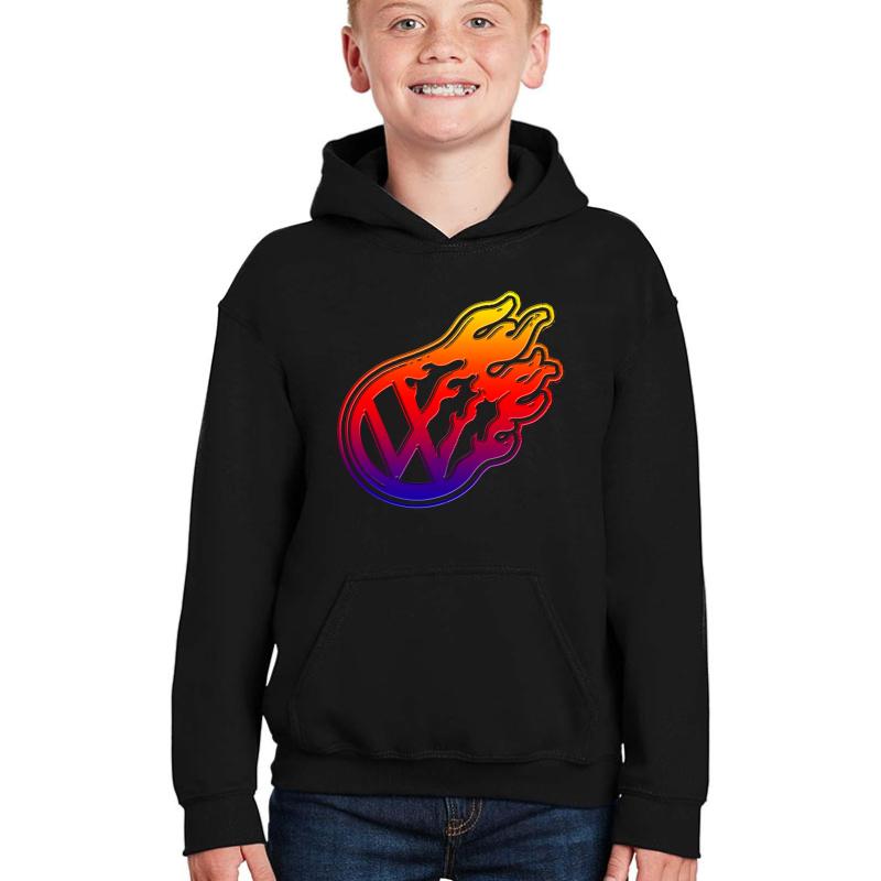 Vw Flame Logo Youth Hooded Sweatshirt Boy Black