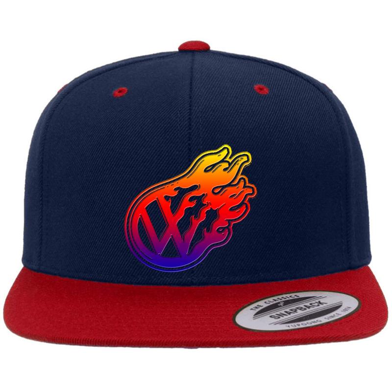 Vw Flame Logo Premium Flat Bill Snapback Cap  Navy