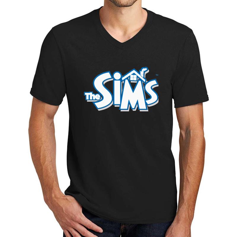 The Sims Classic Logo Unisex V-Neck T-Shirt Men Black