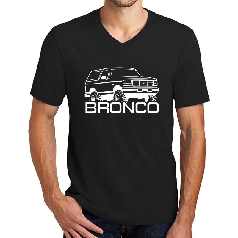 1992-1996 Ford Bronco White Print Unisex V-Neck T-Shirt Men Black