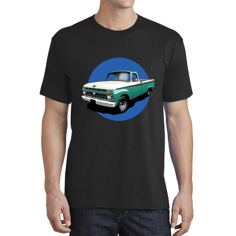 1966 Ford F100 Custom Cab - Teal & White Unisex T-Shirt Men Black