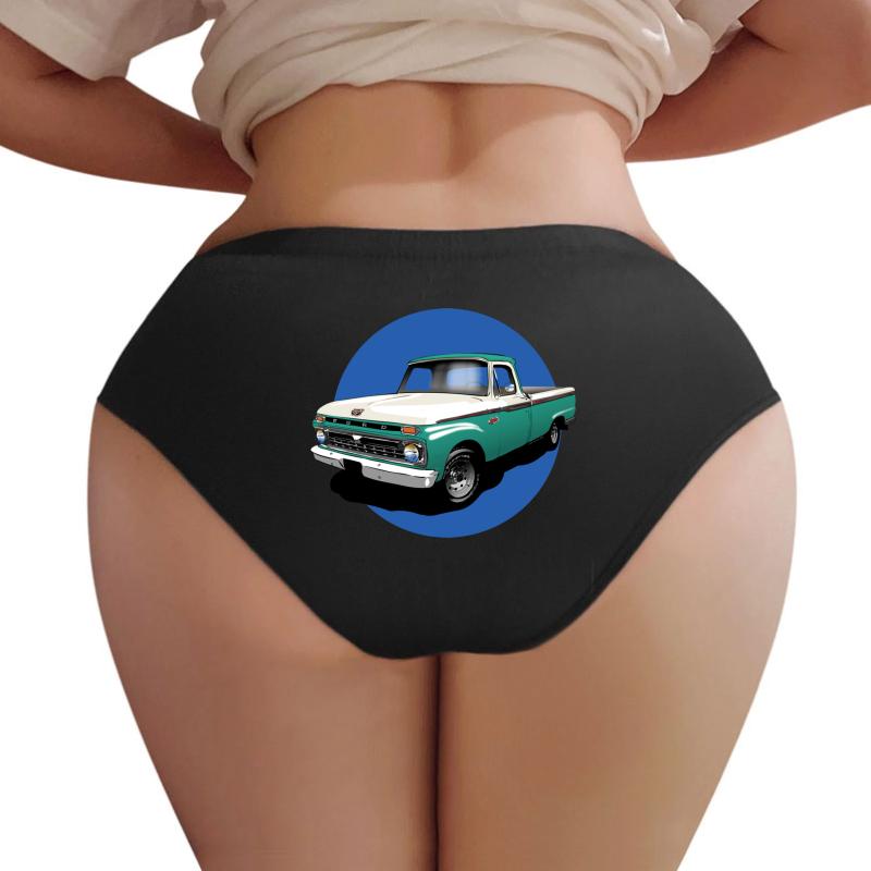 1966 Ford F100 Custom Cab - Teal & White Women Underwear Panties Women Black