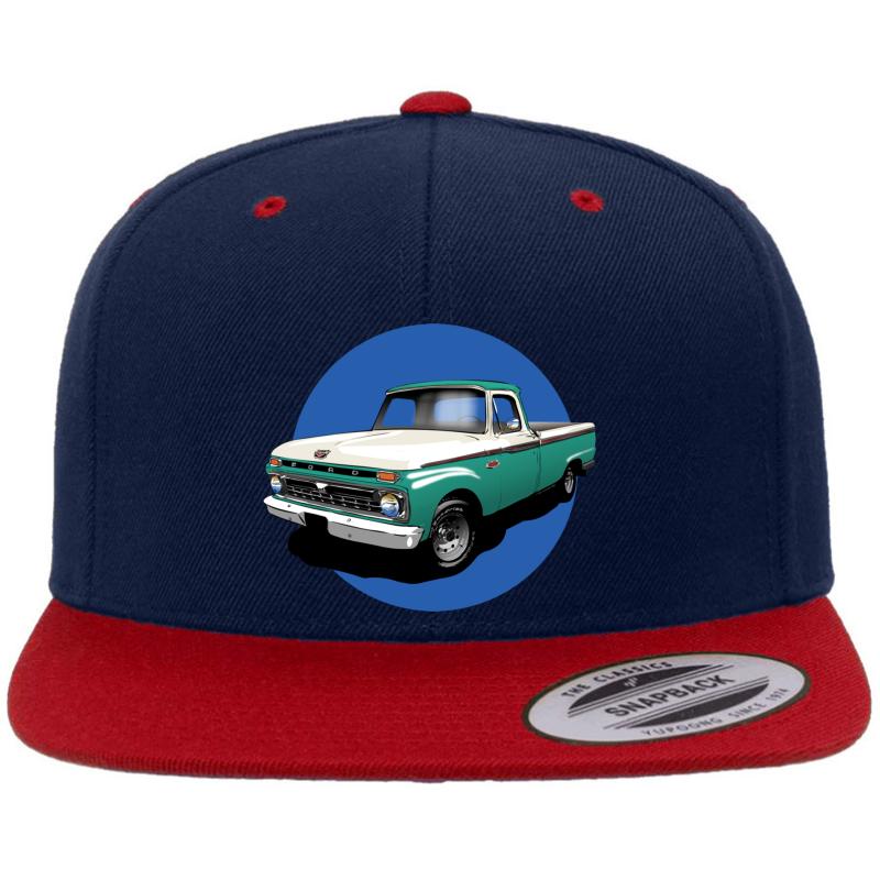 1966 Ford F100 Custom Cab - Teal & White Premium Flat Bill Snapback Cap  Navy