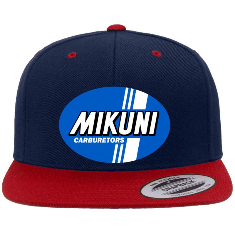 1960'S Mikuni Logo Premium Flat Bill Snapback Cap  Navy