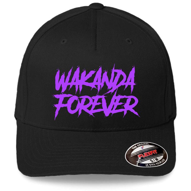 Wakanda Forever Purple - Black Panther Flexfit Baseball Cap  Black