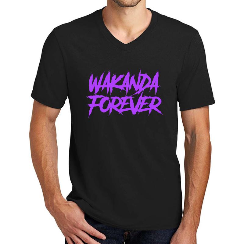 Wakanda Forever Purple - Black Panther Unisex V-Neck T-Shirt Men Black