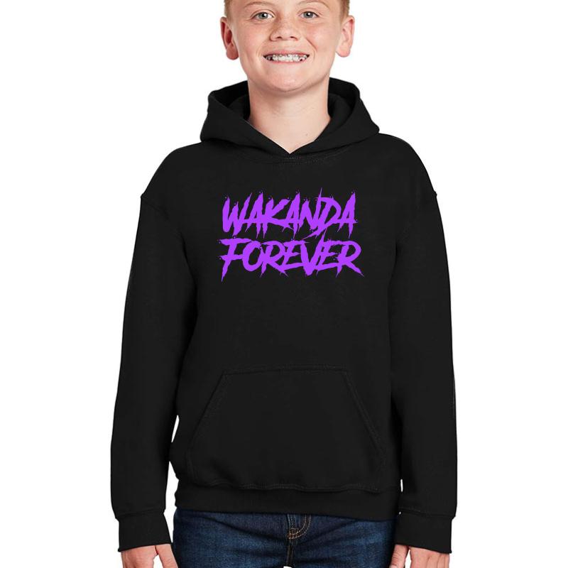 Wakanda Forever Purple - Black Panther Youth Hooded Sweatshirt Boy Black