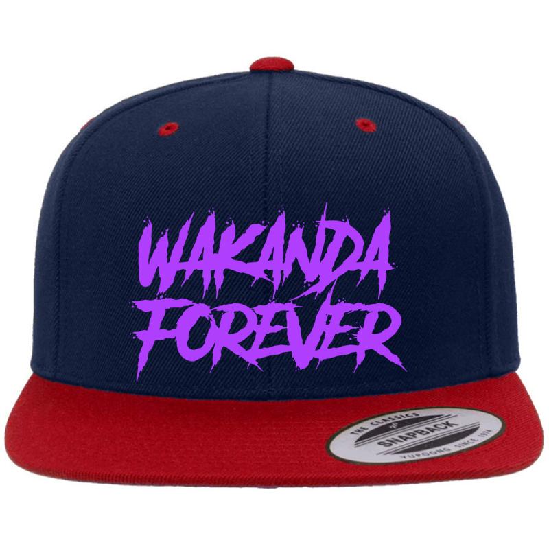 Wakanda Forever Purple - Black Panther Premium Flat Bill Snapback Cap  Navy