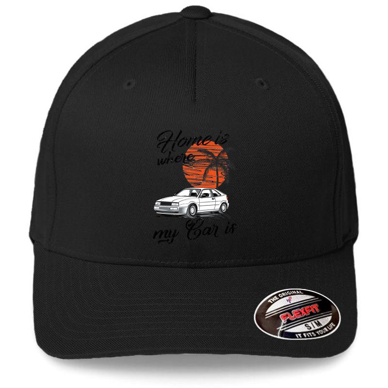 Vw Corrado & Quot; Home Is Where My Car Is & Quot; Flexfit Baseball Cap  Black