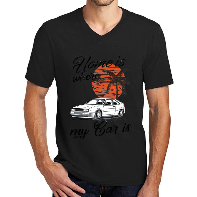 Vw Corrado & Quot; Home Is Where My Car Is & Quot; Unisex V-Neck T-Shirt Men Black