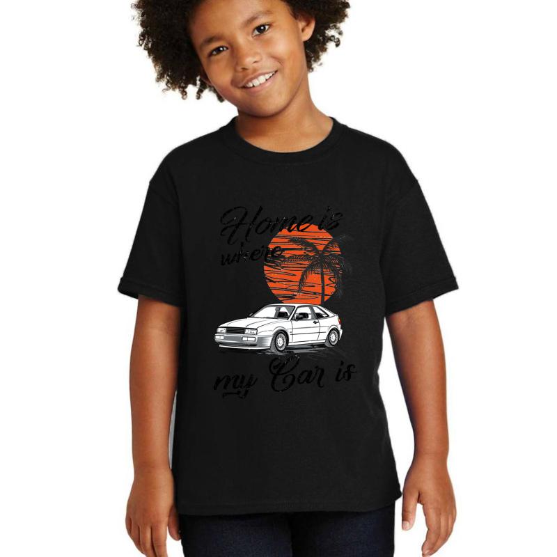 Vw Corrado & Quot; Home Is Where My Car Is & Quot; Youth T-Shirt Boy Black