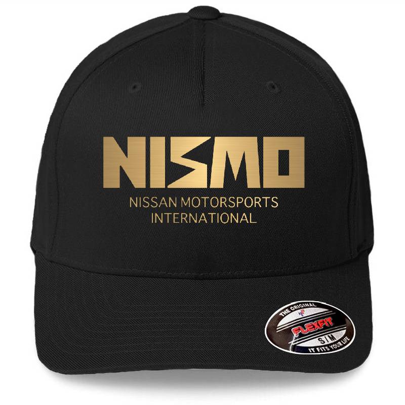 Retro Gold And Black Nismo Nissan Motorsport Logo Premium Flat Bill Snapback Caps