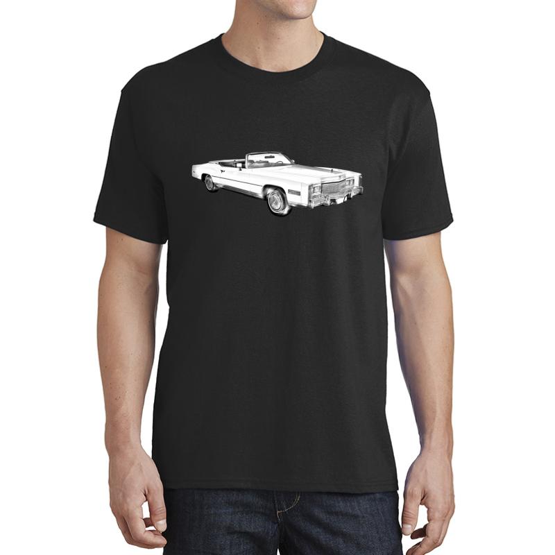 1975 Cadillac Eldorado Convertible Illustration Unisex T-Shirt Men Black