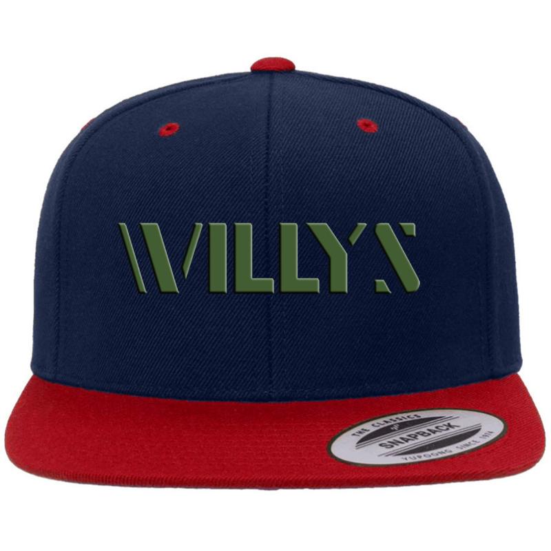 Willys Tailgate Logo Premium Flat Bill Snapback Cap  Navy