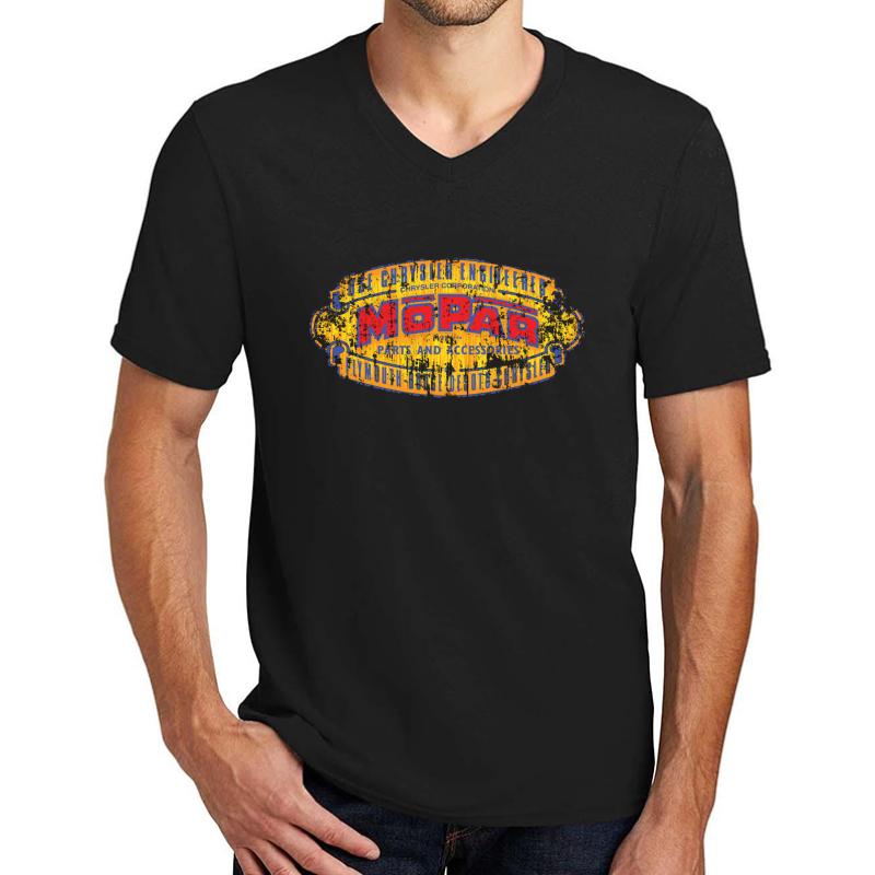 Vintage Mopar Parts Sign Unisex V-Neck T-Shirt Men Black