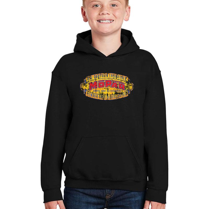 Vintage Mopar Parts Sign Youth Hooded Sweatshirt Boy Black