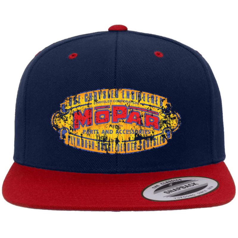 Vintage Mopar Parts Sign Premium Flat Bill Snapback Cap  Navy