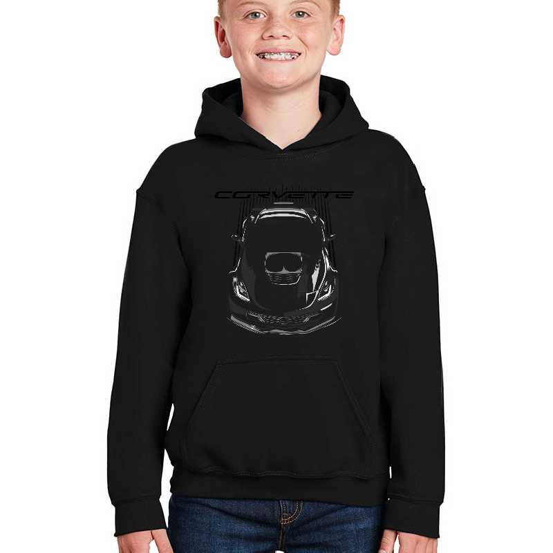 Chevrolete Corvette C7 Z06 - Dark Transparent Multi Color Youth Hooded Sweatshirt