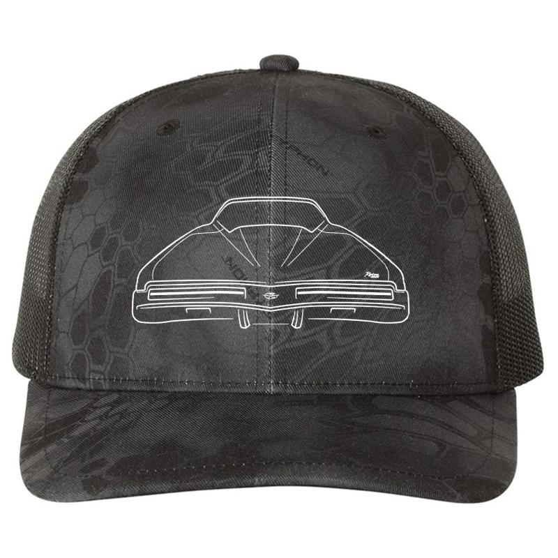 1973 Buick Riviera - Rear Stencil White Richardson Premium Trucker Snapback Cap  Kryptek Typhon Black