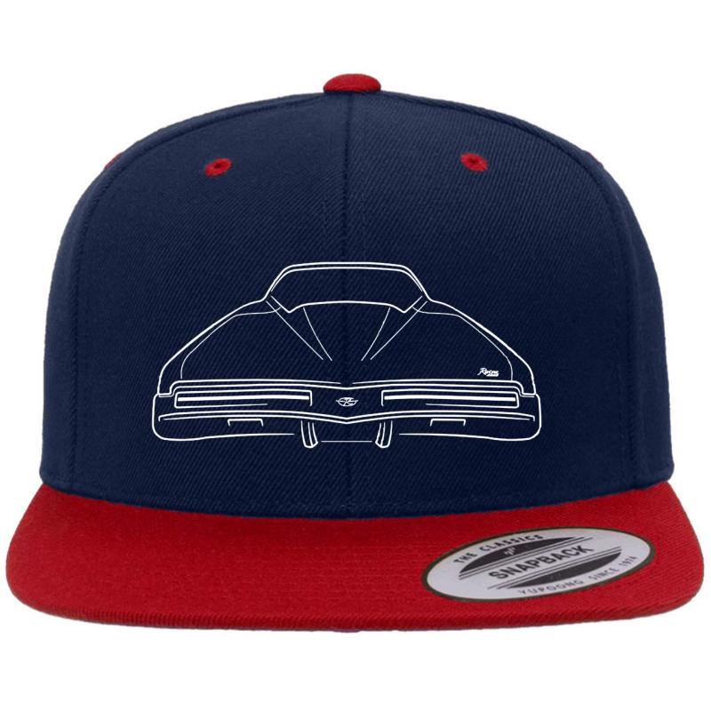 1973 Buick Riviera - Rear Stencil White Premium Flat Bill Snapback Cap  Navy