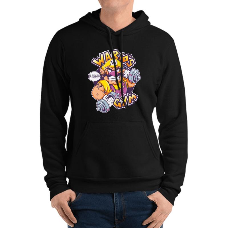 Wario's Gym Unisex Hooded Sweatshirt Men Black