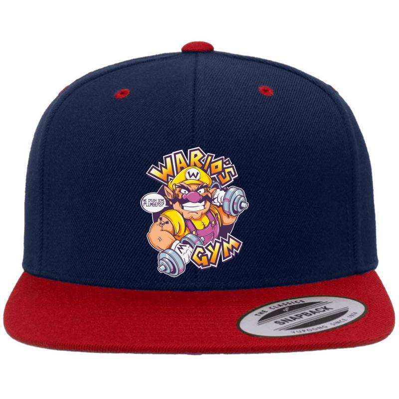 Wario's Gym Premium Flat Bill Snapback Cap  Navy