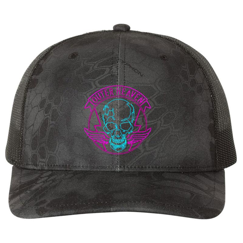 ?ø Metal Gear Solid ?ø Outer Heaven Neon Logo Richardson Premium Trucker Snapback Cap  Kryptek Typhon Black