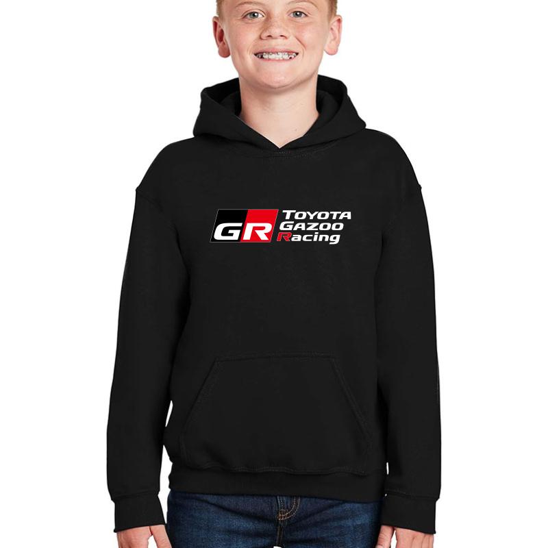 Toyota Gr Wrc Yaris Supra Gazoo Racing White Youth Hooded Sweatshirt Boy Black