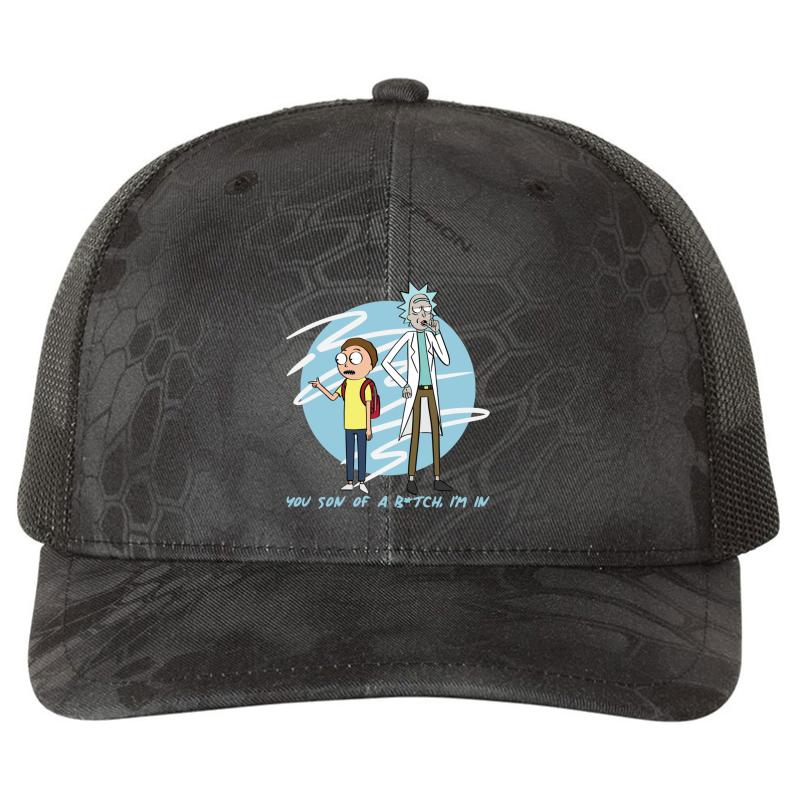 You Son Of A B Tch I'm In Rick & Morty  Richardson Premium Trucker Snapback Cap  Kryptek Typhon Black