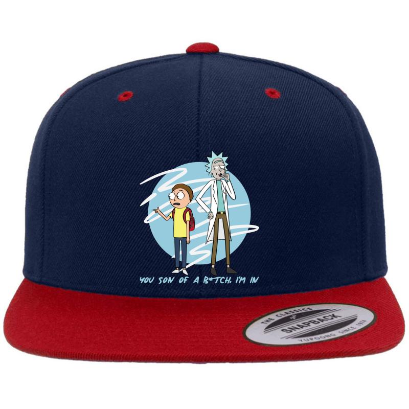 You Son Of A B Tch I'm In Rick & Morty  Premium Flat Bill Snapback Cap  Navy