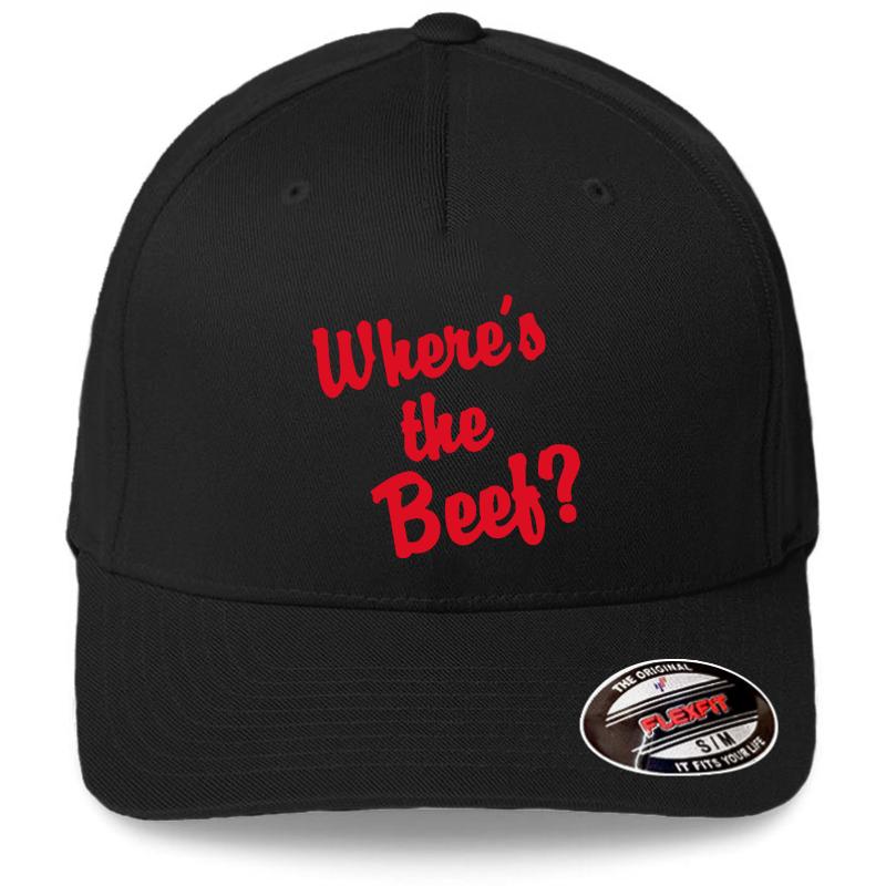 Where S The Beef? Flexfit Baseball Cap  Black