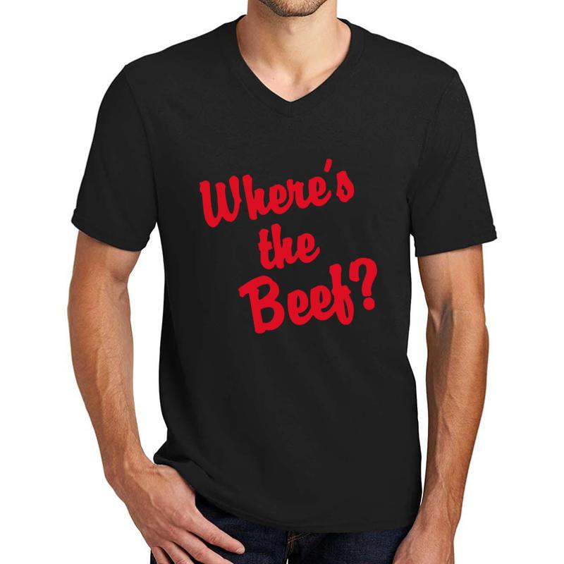 Where S The Beef? Unisex V-Neck T-Shirt Men Black