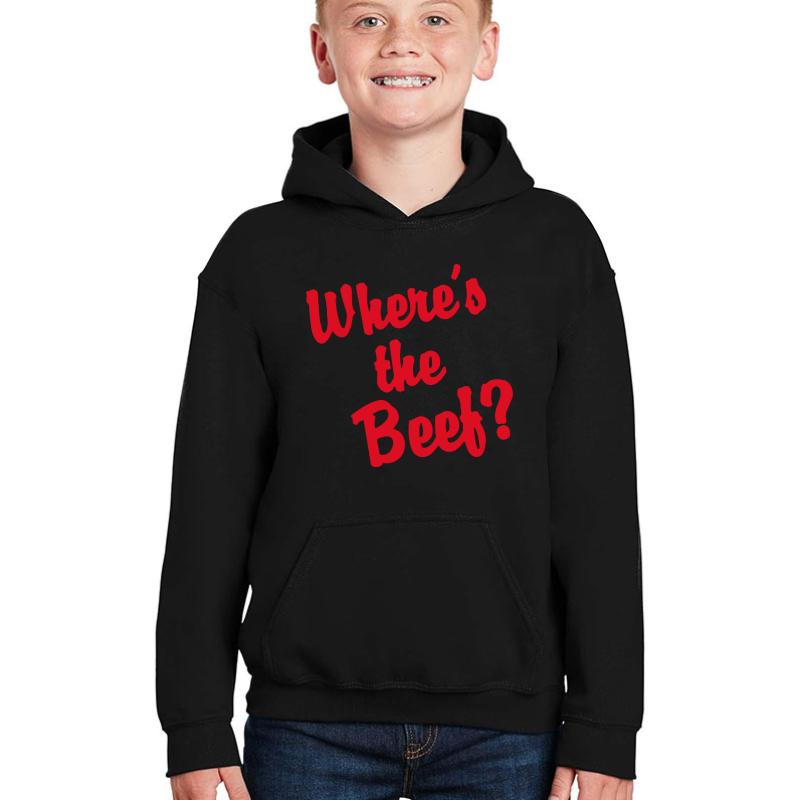 Where S The Beef? Youth Hooded Sweatshirt Boy Black