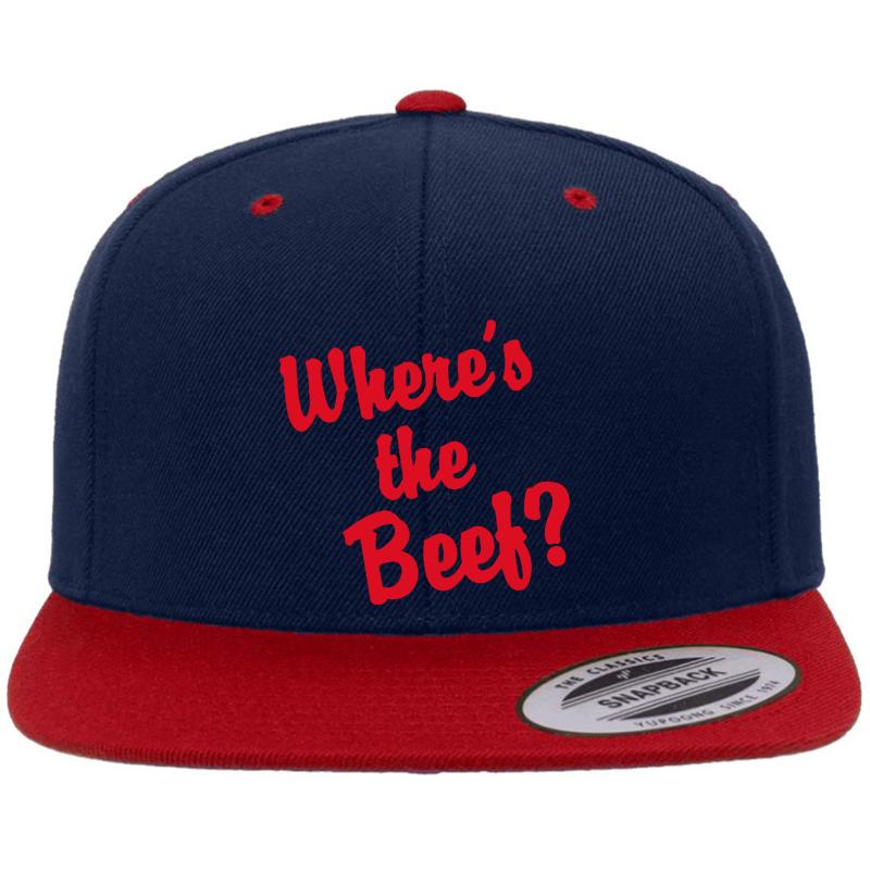 Where S The Beef? Premium Flat Bill Snapback Cap  Navy