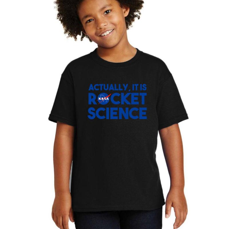 Actually It Is Rocket Science - Nasa Logo Youth T-Shirt Boy Black