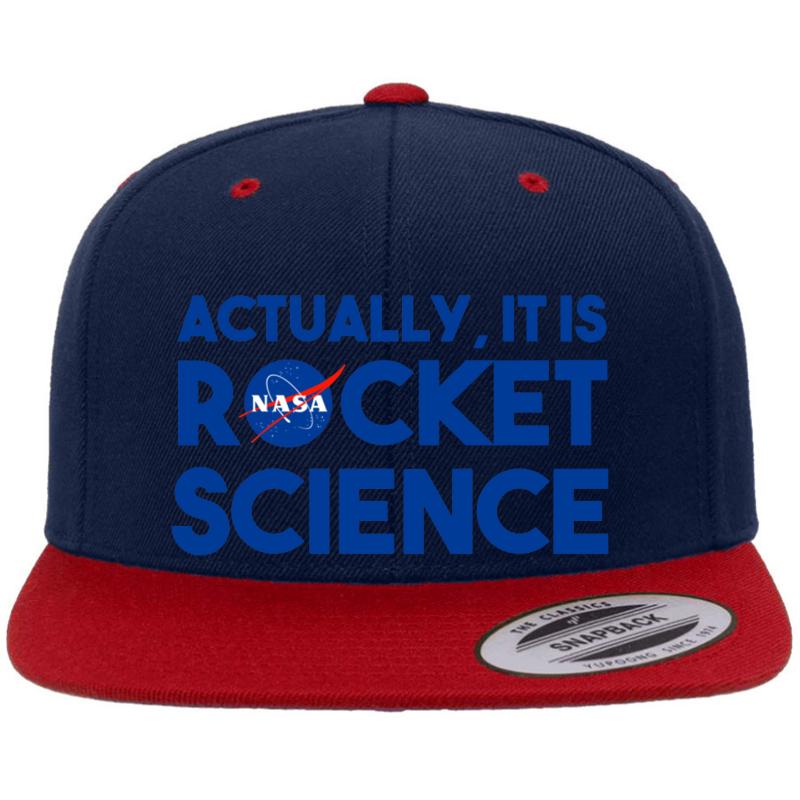 Actually It Is Rocket Science - Nasa Logo Premium Flat Bill Snapback Cap  Navy