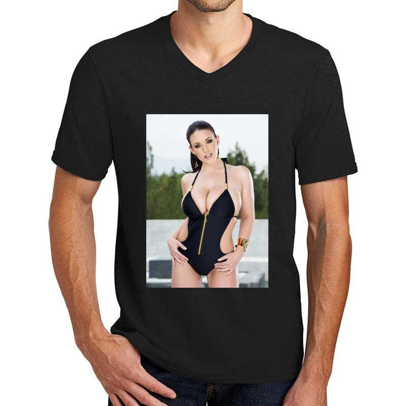 Angela White Unisex V-Neck T-Shirt Men Black