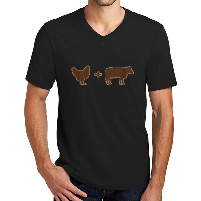 Vintage Brown Chicken Brown Cow Unisex V-Neck T-Shirt Men Black