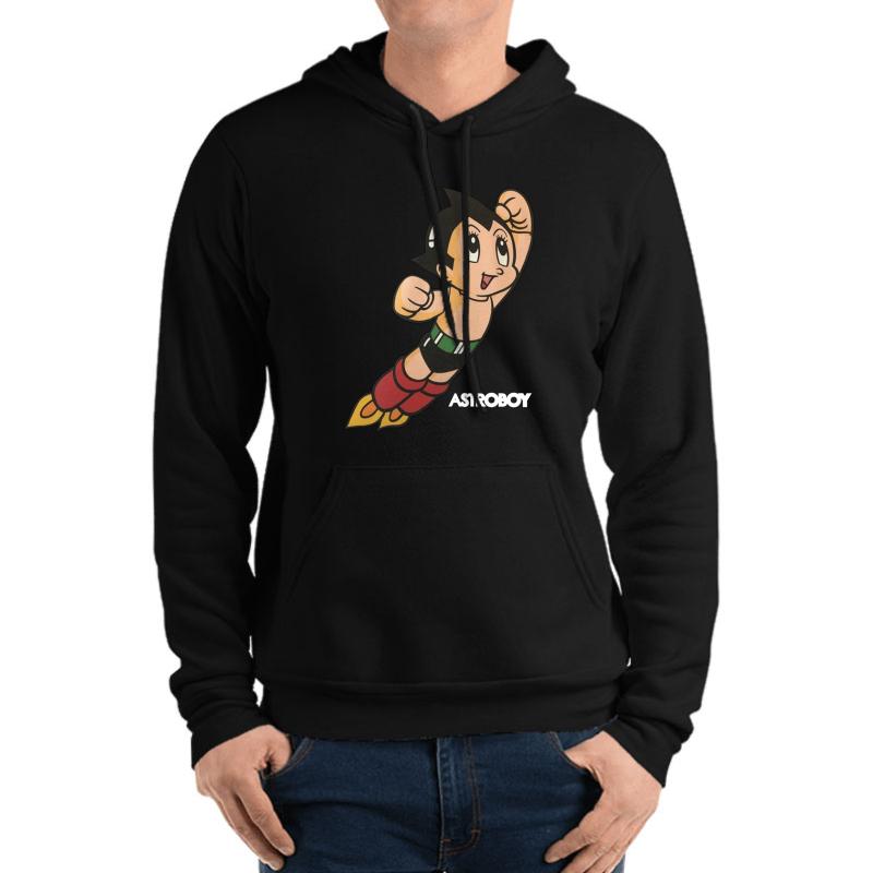 Vintage Astroboy Anime Robot Show Astro Boy Space Art Childhood Cartoon Manga Unisex Hooded Sweatshirt Men Black