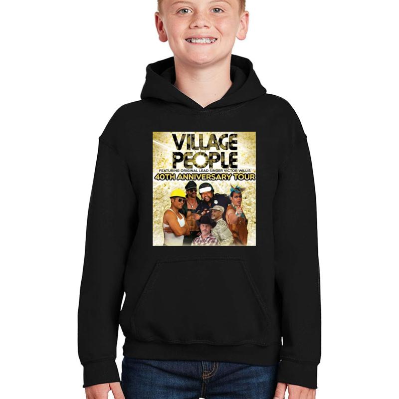 40Th Anniversary Village Of People Tour 2020 Kangkung 1 Youth Hooded Sweatshirt Boy Black