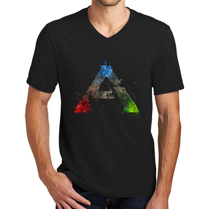 Ark Survival Evolved Splatter Unisex V-Neck T-Shirt Men Black