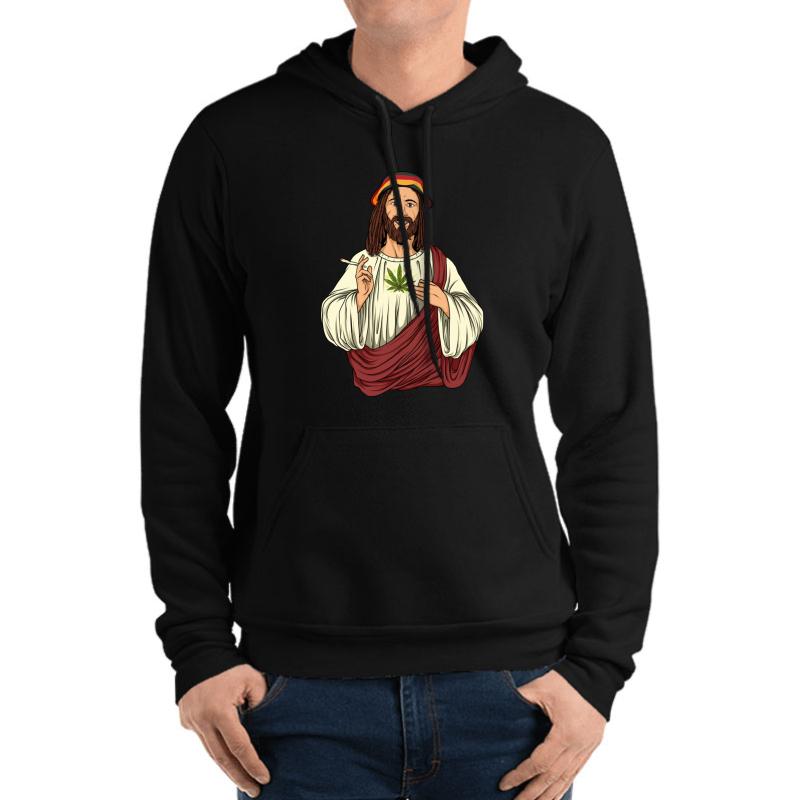 Weed Smoking Jesus Christ - Cannabis Stoner Thc Unisex Hooded Sweatshirt Men Black