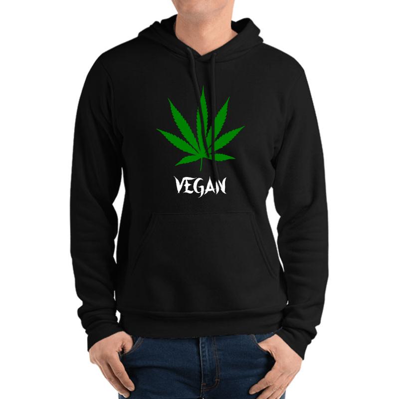 Vegan Cannabis Unisex Hooded Sweatshirt Men Black