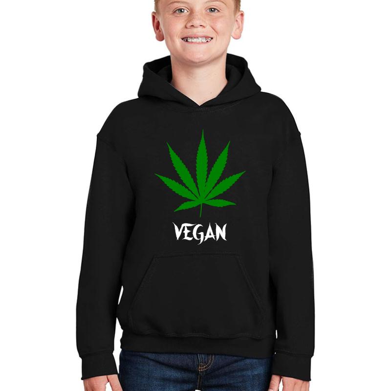 Vegan Cannabis Youth Hooded Sweatshirt Boy Black