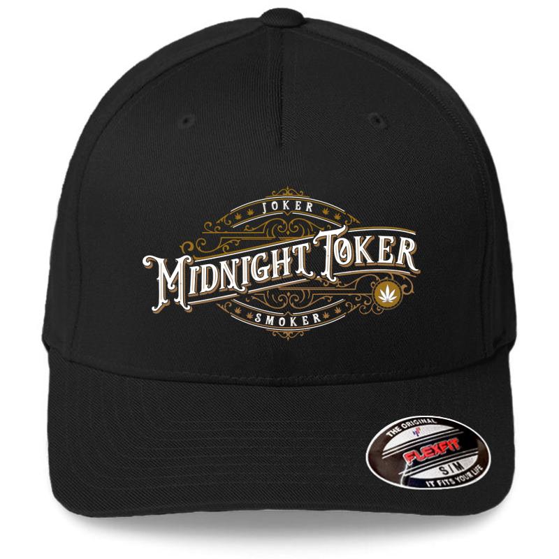 Vintage Joker Smoker Midnight Toker Cannabis Flexfit Baseball Cap  Black