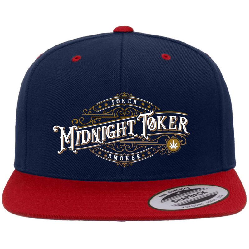 Vintage Joker Smoker Midnight Toker Cannabis Premium Flat Bill Snapback Cap  Navy