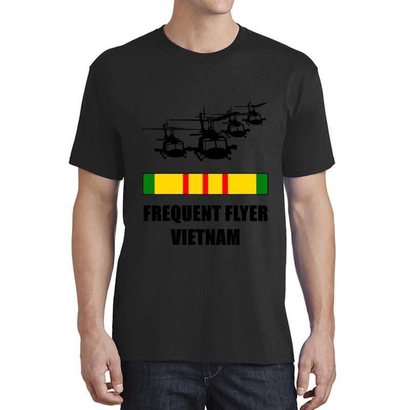 Vietnam Veteran Huey Frequent Flyer Time Was Served Unisex T-Shirt Men Black